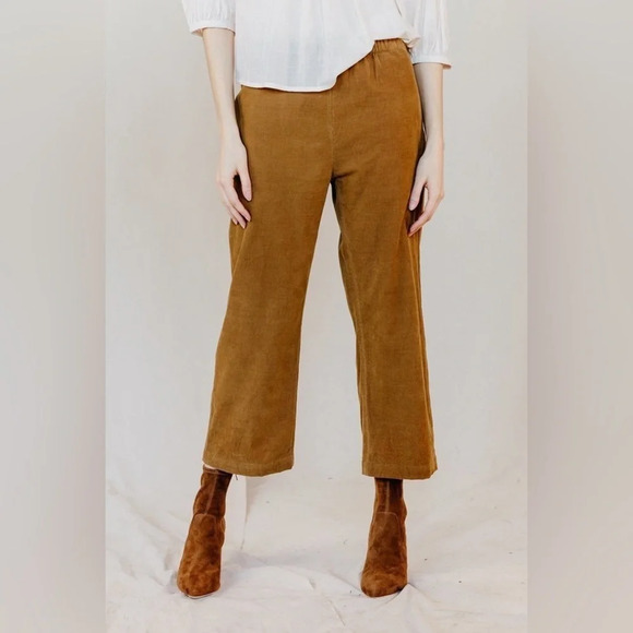 Voloshin Wren Corduroy Cropped Pants Trousers in Camel size Large - Picture 1 of 8